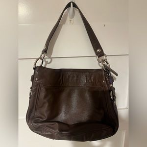 Coach Zoe Brown Leather Shoulder Handbag